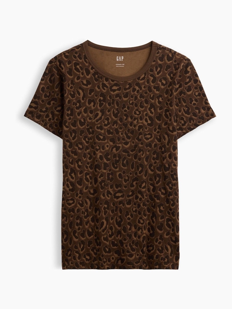 Gap Leopard Print Favourite Crew Neck T-Shirt - Image 5 of 5
