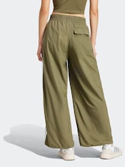 adidas Green 3 Stripe Woven Wide Leg Joggers - Image 2 of 7