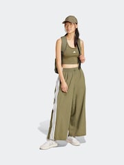 adidas Green 3 Stripe Woven Wide Leg Joggers - Image 3 of 7