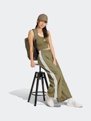 adidas Green 3 Stripe Woven Wide Leg Joggers - Image 4 of 7