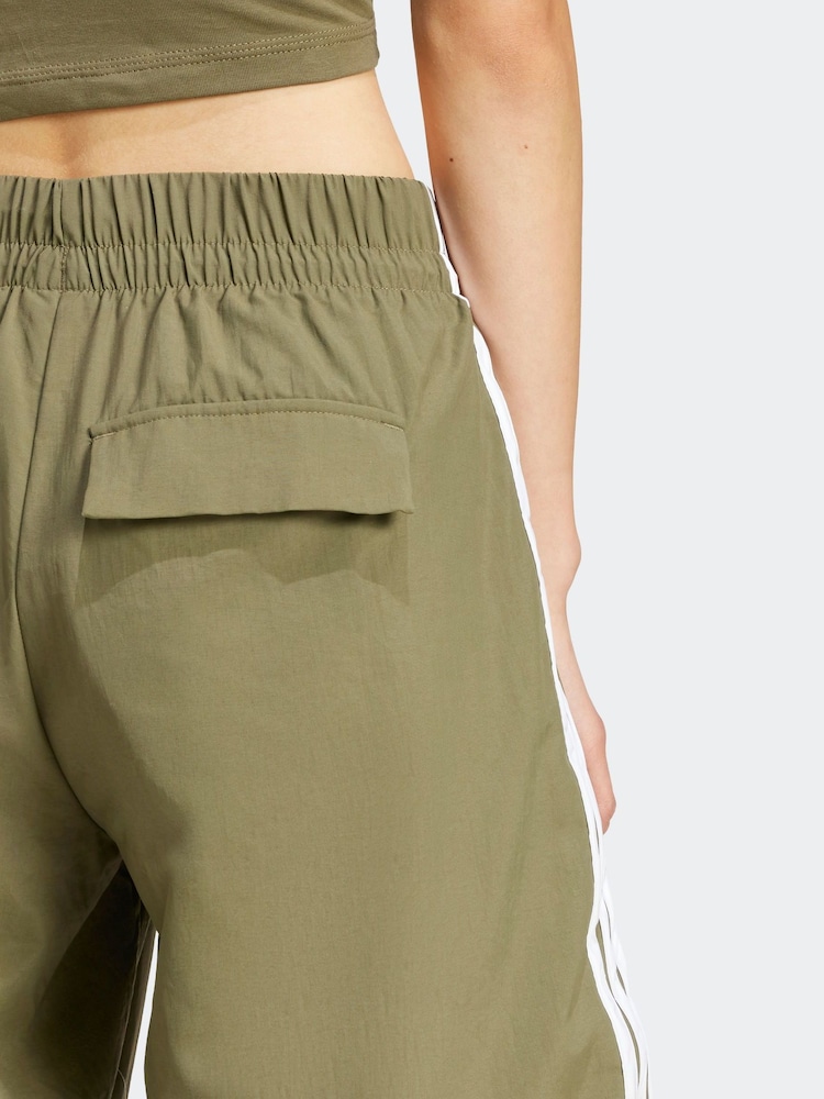 adidas Green 3 Stripe Woven Wide Leg Joggers - Image 6 of 7