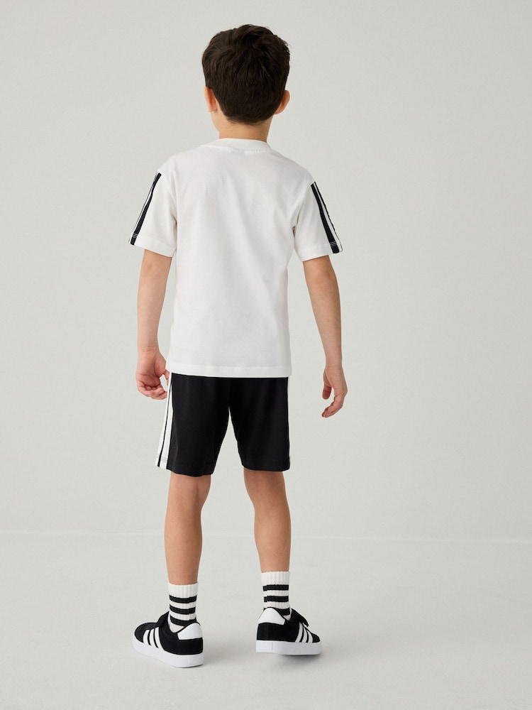adidas White 100% Cotton Top And Short Set - Image 2 of 9