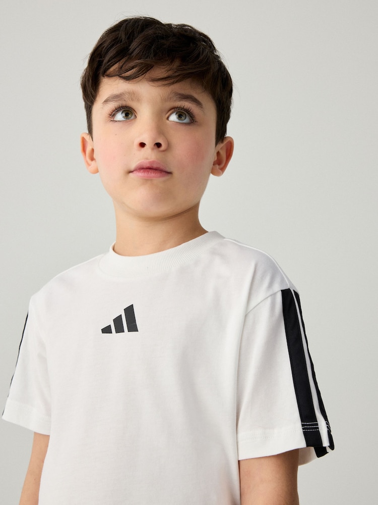 adidas White 100% Cotton Top And Short Set - Image 5 of 9