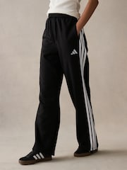 adidas Black 3 Stripe Fleece Open Hem Joggers - Image 1 of 6