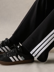 adidas Black 3 Stripe Fleece Open Hem Joggers - Image 4 of 6