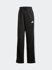 adidas Black 3 Stripe Fleece Open Hem Joggers - Image 6 of 6