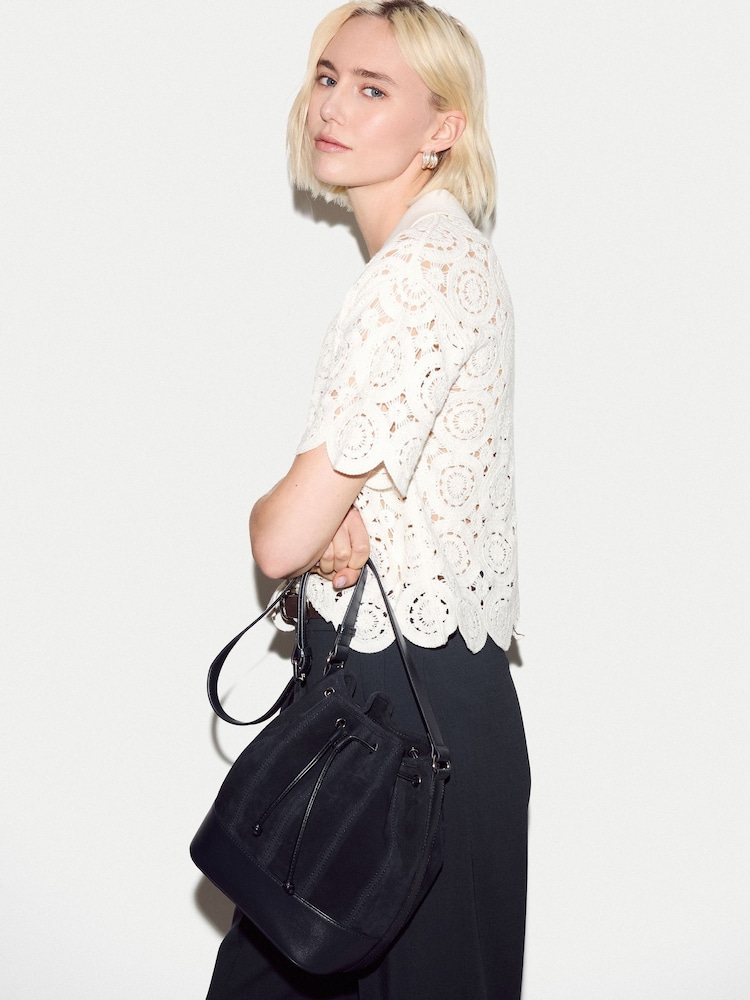 Jigsaw Blue Drawstring Bucket Bag - Image 1 of 6 Jigsaw Blue Drawstring Bucket Bag - Image 1 of 6