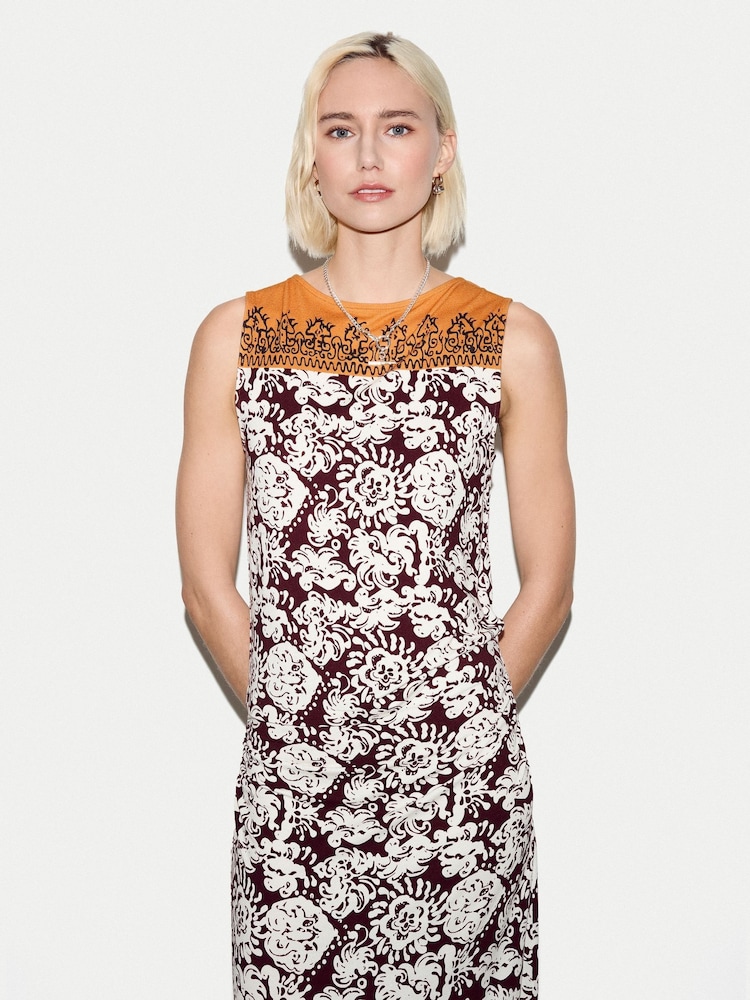 Jigsaw Red Batik Jersey Top - Image 2 of 5 Jigsaw Red Batik Jersey Top - Image 2 of 5