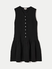 Jigsaw Black Crinkle Cotton Waistcoat Dress - Image 5 of 5
