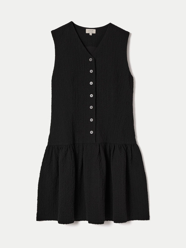 Jigsaw Black Crinkle Cotton Waistcoat Dress - Image 5 of 5 Jigsaw Black Crinkle Cotton Waistcoat Dress - Image 5 of 5