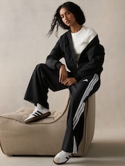 adidas Black 3 Stripe Woven Wide Leg Joggers - Image 5 of 8