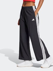 adidas Black 3 Stripe Woven Wide Leg Joggers - Image 7 of 8
