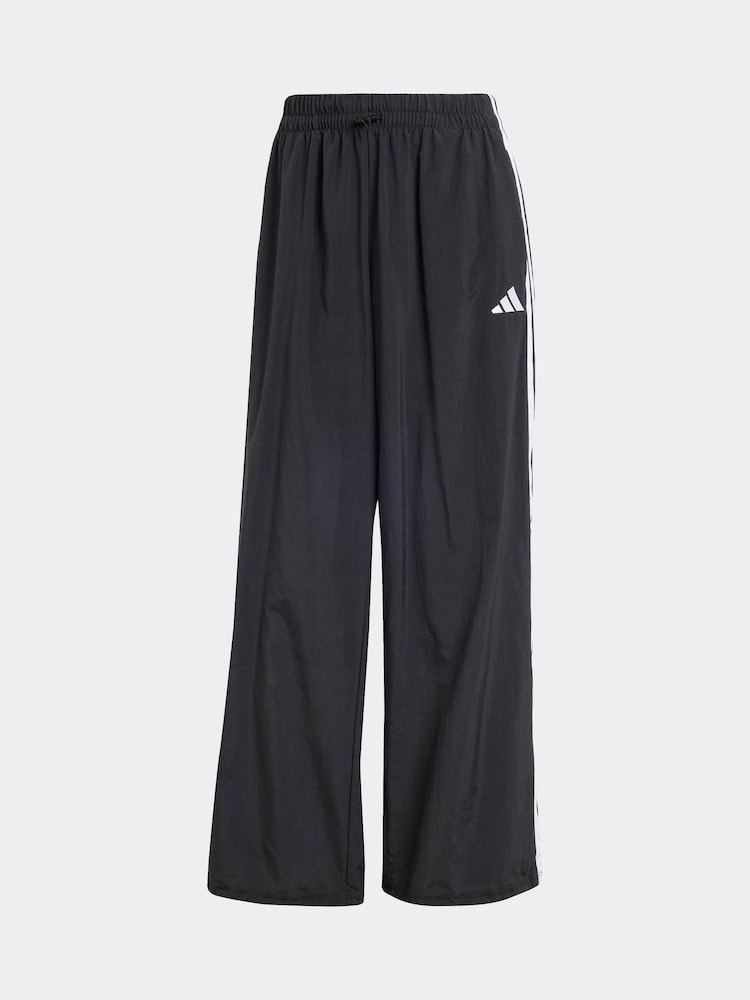 adidas Black 3 Stripe Woven Wide Leg Joggers - Image 8 of 8