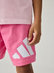 adidas Pink Essentials 100% Cotton Shorts and T-Shirt Set - Image 5 of 9