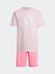 adidas Pink Essentials 100% Cotton Shorts and T-Shirt Set - Image 7 of 9