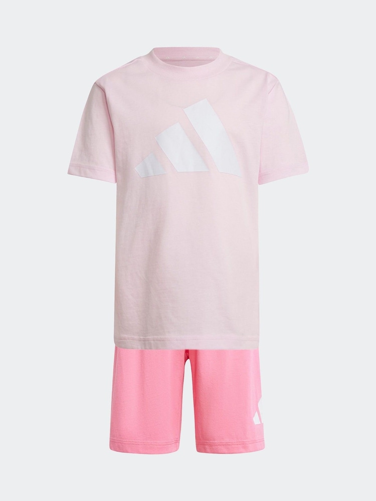 adidas Pink Essentials 100% Cotton Shorts and T-Shirt Set - Image 7 of 9