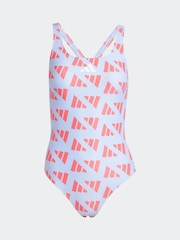 adidas Purple Logo Graphic V Back Swimsuit - Image 1 of 1