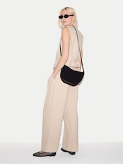 Jigsaw Black Suede Fold Over Cross-Body Bag - Image 3 of 6