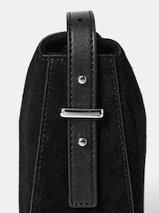 Jigsaw Black Suede Fold Over Cross-Body Bag - Image 4 of 6