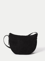 Jigsaw Black Suede Fold Over Cross-Body Bag - Image 6 of 6