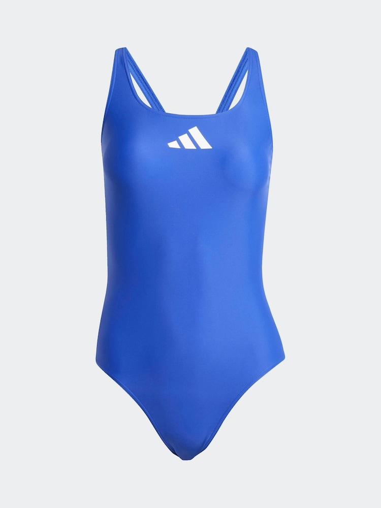 adidas Blue 3 Bar Swimsuit - Image 6 of 6