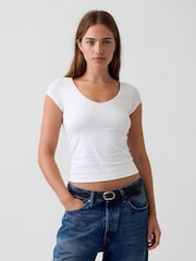 Blanco - Gap Close Knit Jersey V-Neck T-Shirt - Imagen 1 de 4