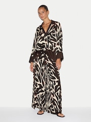 Jigsaw Brown Zebra Satin Long Sleeved Blouse - Image 1 of 6