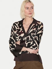 Jigsaw Brown Zebra Satin Long Sleeved Blouse - Image 2 of 6