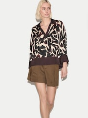 Jigsaw Brown Zebra Satin Long Sleeved Blouse - Image 3 of 6