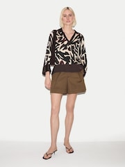Jigsaw Brown Zebra Satin Long Sleeved Blouse - Image 4 of 6