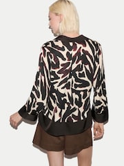 Jigsaw Brown Zebra Satin Long Sleeved Blouse - Image 5 of 6