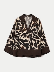 Jigsaw Brown Zebra Satin Long Sleeved Blouse - Image 6 of 6