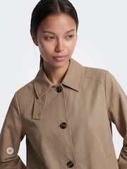 ONLY Brown Short Boxy Trench Coat - Image 4 of 7