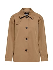 ONLY Brown Short Boxy Trench Coat - Image 5 of 7