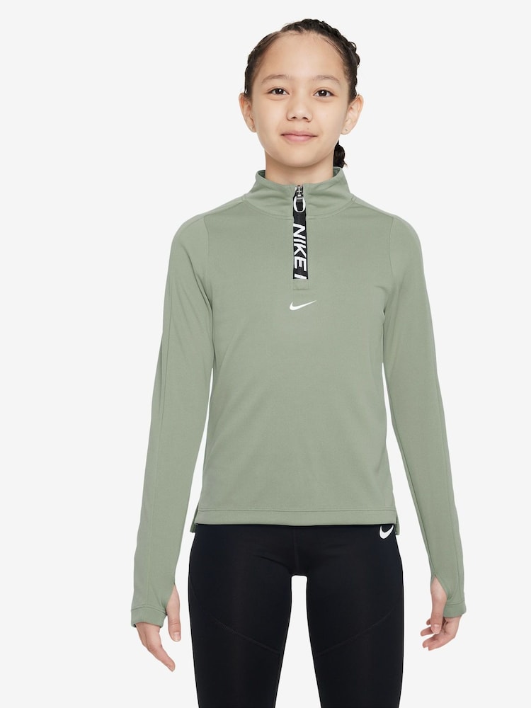 Nike Jade Green Pro Dri-Fit Half Zip Top - Image 1 of 3