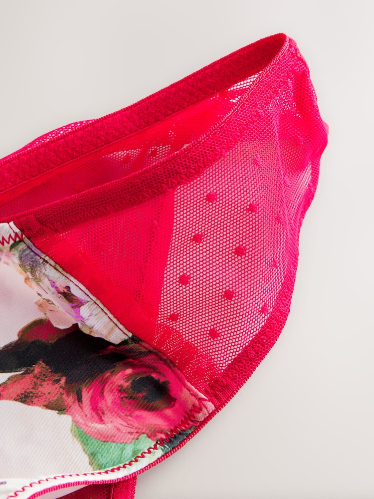B by Ted Baker Pink Floral Print High Leg Hipster Briefs - Image 6 of 7