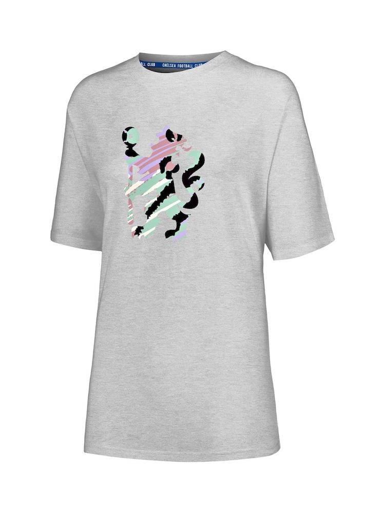 Fanatics Girls Grey Chelsea Graphic 100% Cotton T-Shirt - Image 2 of 3 Fanatics Girls Grey Chelsea Graphic 100% Cotton T-Shirt - Image 2 of 3