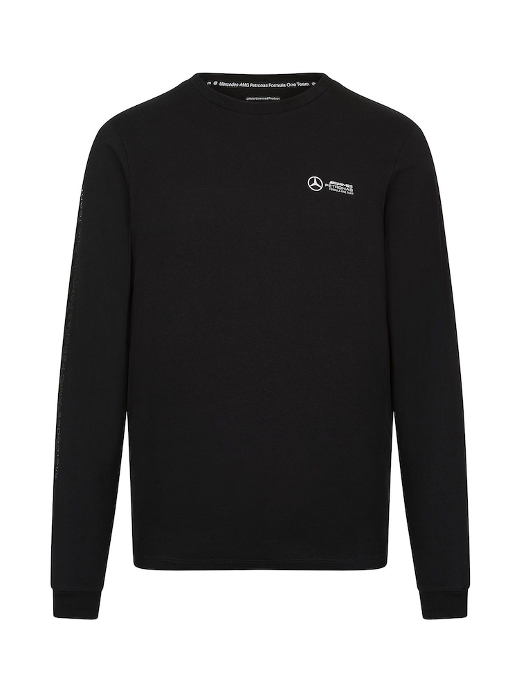 Fanatics Mercedes AMG Petronas F1 Long Sleeve Black T-Shirt - Image 2 of 3 Fanatics Mercedes AMG Petronas F1 Long Sleeve Black T-Shirt - Image 2 of 3