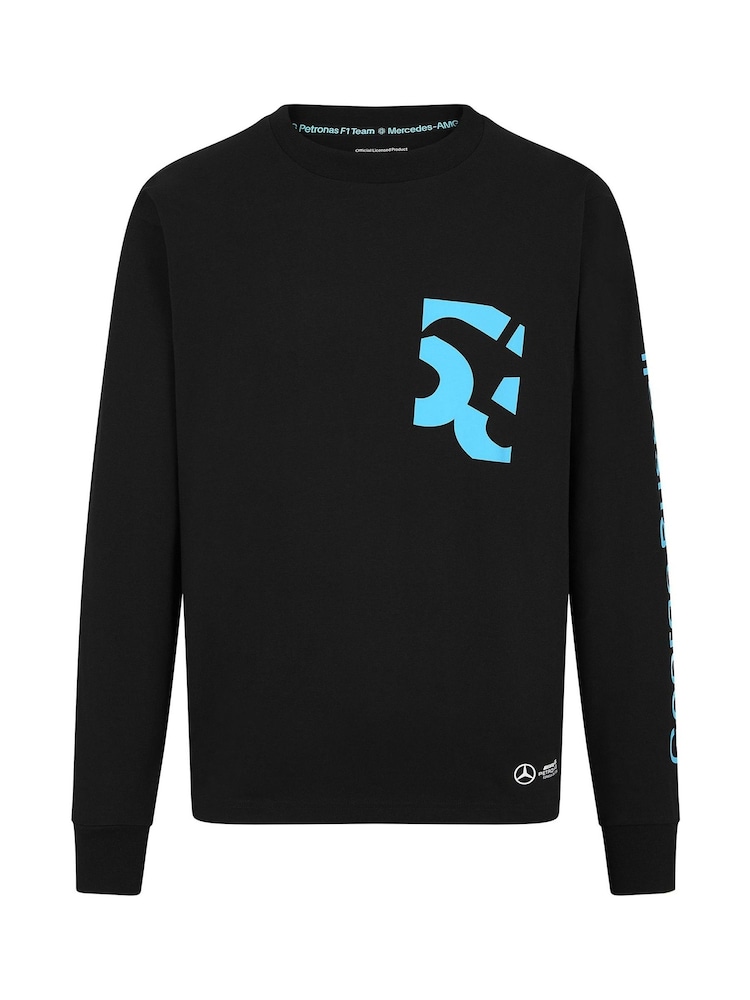 Fanatics Mercedes AMG Petronas F1 George Russell 63 Long Sleeve Black T-Shirt - Image 2 of 3