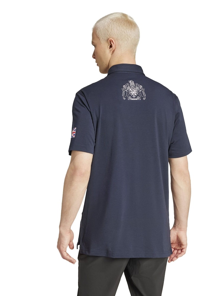 adidas Blue Team GB Golf Polo Shirt - Image 2 of 3