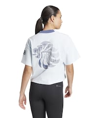 adidas White Womens 100% Cotton Team GB Village Cropped T-Shirt - Image 1 of 3