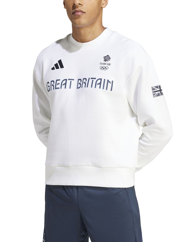 adidas White Team GB Village Sweatshirt - Image 1 of 3