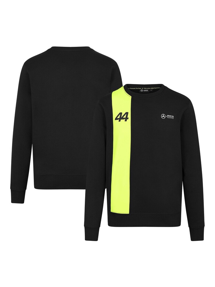 Fanatics Mercedes AMG Petronas F1 Lewis Hamilton 44 Crew Black Sweatshirt - Image 1 of 3