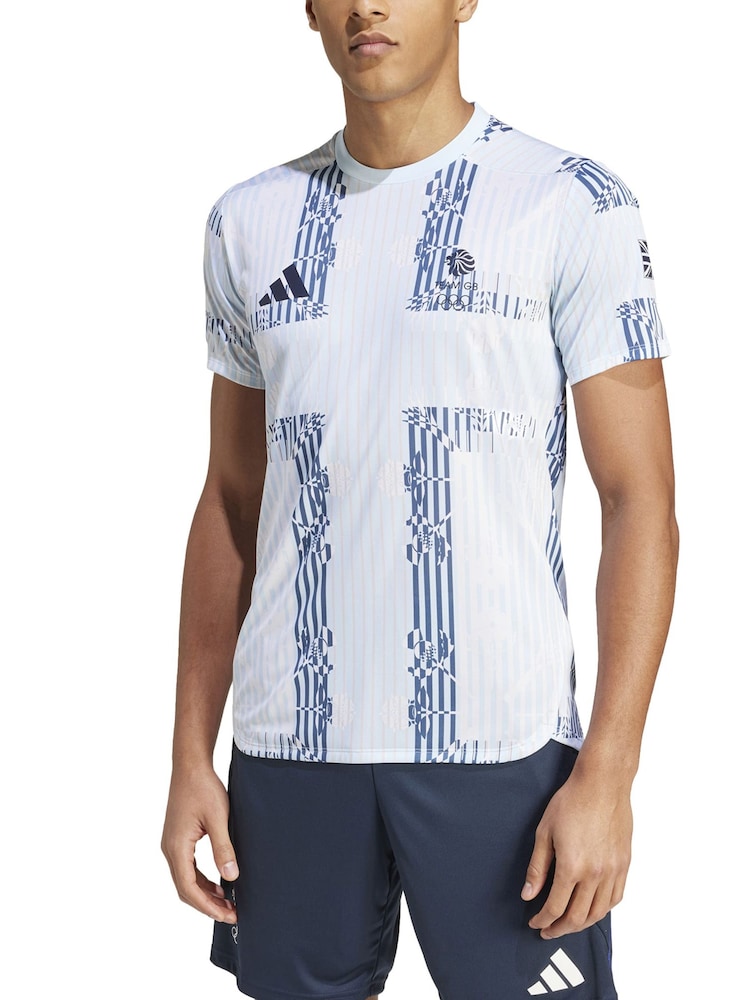 adidas Blue Team GB Village Union Jack T-Shirt - Image 1 of 3