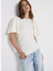 River Island Cream Angel Sleeve Top - Image 1 of 4