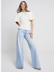 River Island Cream Angel Sleeve Top - Image 3 of 4