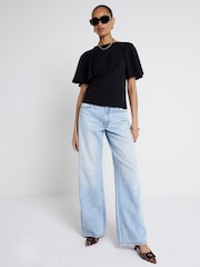 River Island Black Angel Sleeve Top - Image 1 of 4