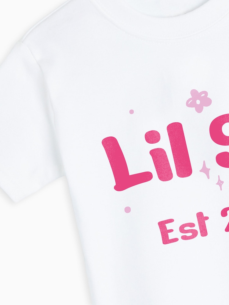 Dollymix 100% Cotton Personalised Kids Lil Sis T-Shirt - Image 4 of 4