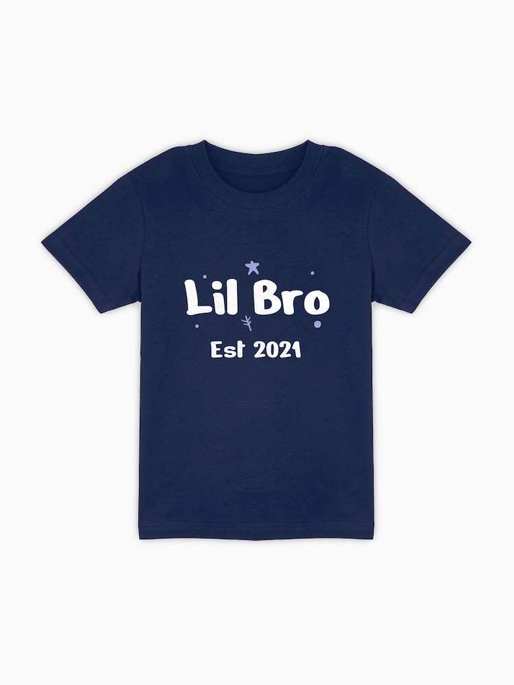 Dollymix 100% Cotton Personalised Kids Lil Bro T-Shirt - Image 1 of 4