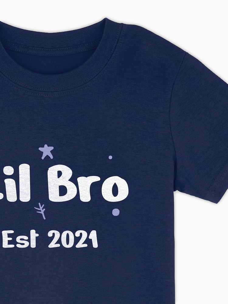 Dollymix 100% Cotton Personalised Kids Lil Bro T-Shirt - Image 2 of 4